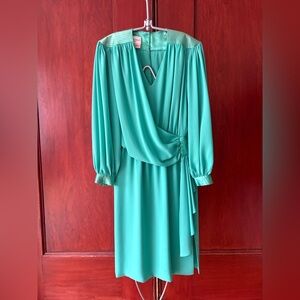 Vintage 1970s-1980s Frank Usher Aqua Wrap Dress
